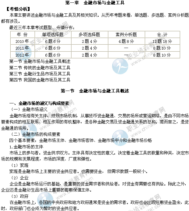 2014年中級(jí)經(jīng)濟(jì)師考試金融專業(yè)精講：金融市場(chǎng)涵義與構(gòu)成要求