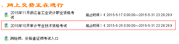 浙江2015年中級(jí)審計(jì)師考試網(wǎng)上繳費(fèi)時(shí)間