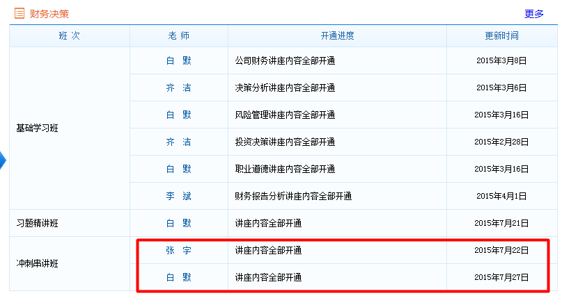 CMA《財務決策》沖刺串講班課程已經(jīng)全部開通