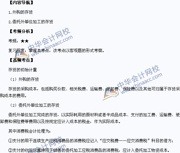 2015年中級(jí)會(huì)計(jì)職稱《中級(jí)會(huì)計(jì)實(shí)務(wù)》高頻考點(diǎn)：存貨的初始計(jì)量