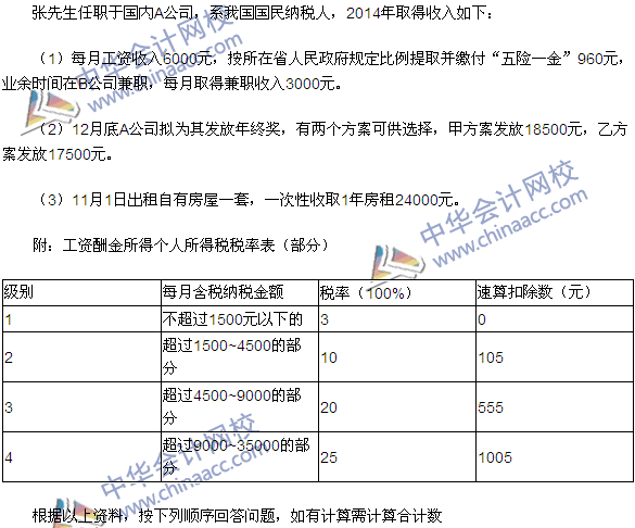 2015注冊(cè)會(huì)計(jì)師《稅法》計(jì)算回答題及答案