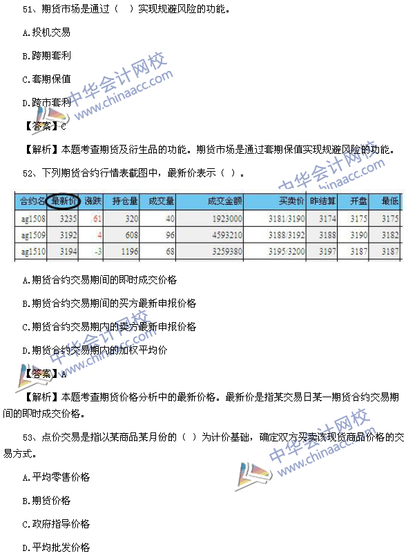 期貨從業(yè)資格考試《期貨基礎(chǔ)知識(shí)》樣卷單選題