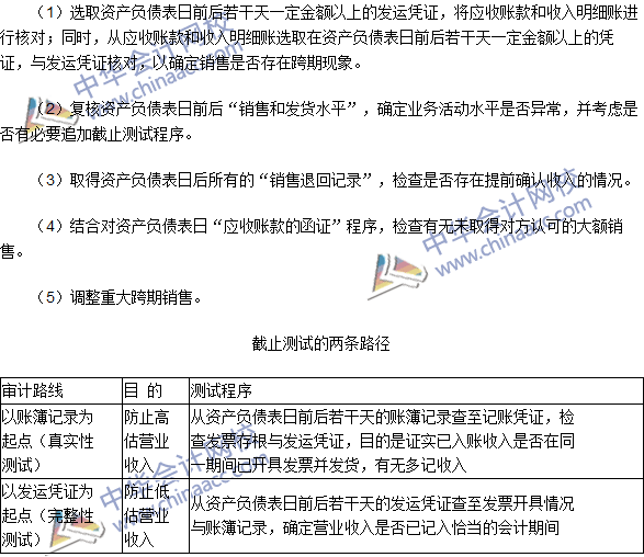 2016注冊會計師《審計》高頻考點：實施銷售的截止測試