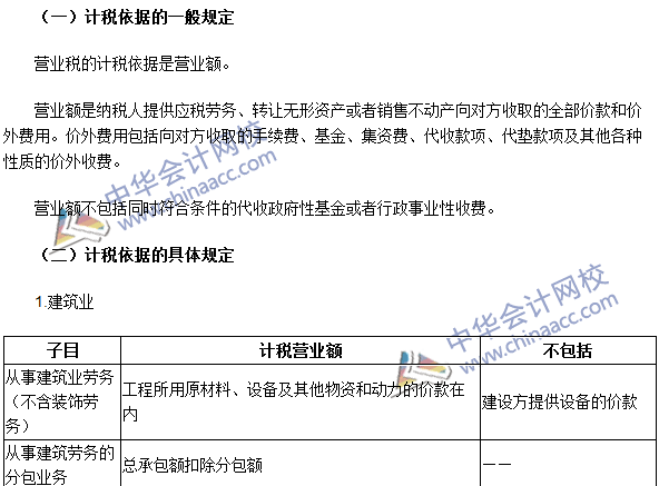 2016注冊(cè)會(huì)計(jì)師《稅法》高頻考點(diǎn)：營(yíng)業(yè)稅的計(jì)稅依據(jù) 