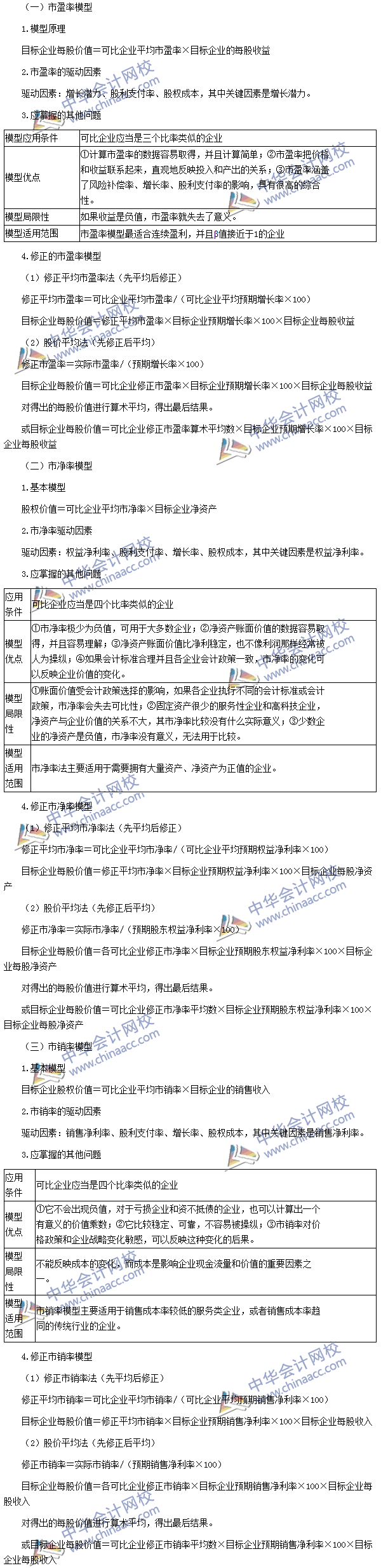 2016注會《財務(wù)成本管理》高頻考點(diǎn)：相對價值法評估方法