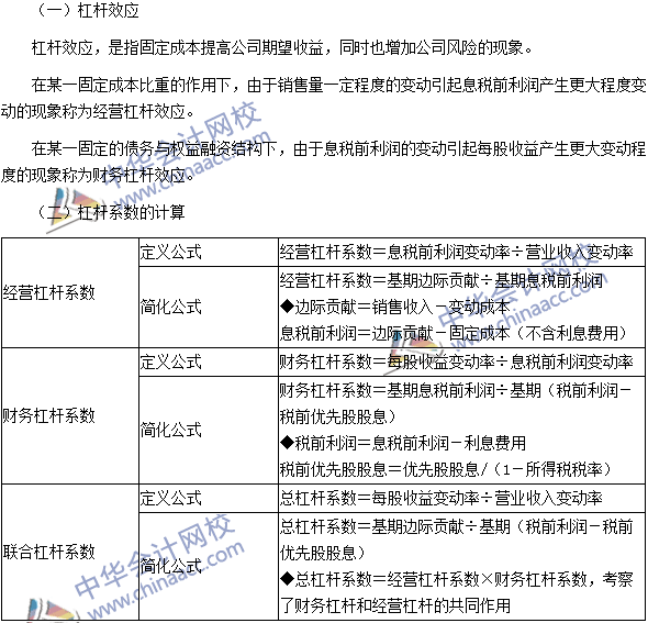 2016年注會《財(cái)務(wù)成本管理》高頻考點(diǎn)：杠桿系數(shù)的衡量