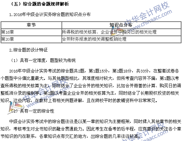 2017年中級會計職稱《中級會計實務(wù)》題型設(shè)計特點和命題規(guī)律