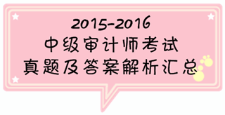 中級(jí)審計(jì)師試題及答案解析匯總（2015-2016）