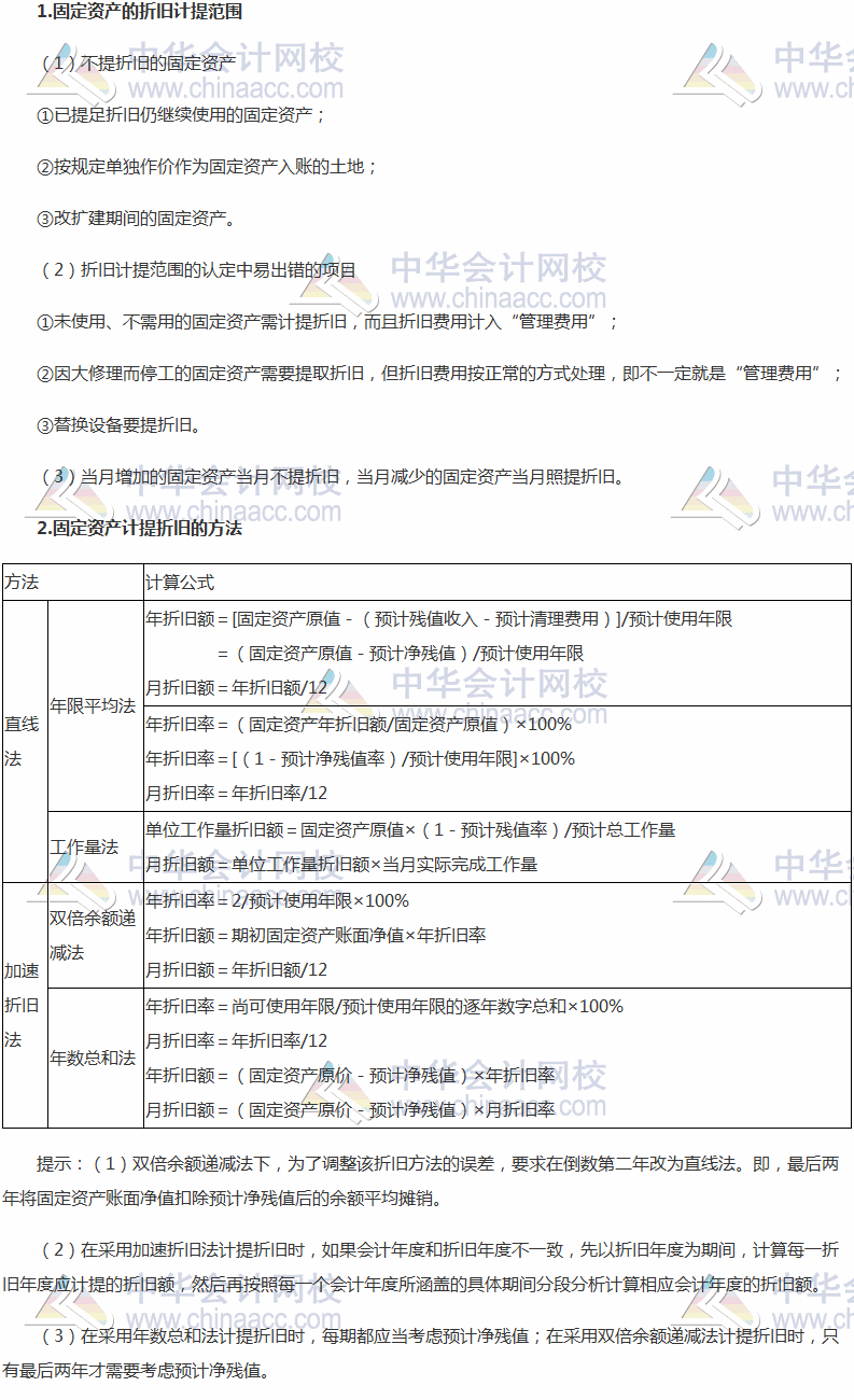 2017稅務(wù)師《財(cái)務(wù)與會(huì)計(jì)》高頻考點(diǎn)：固定資產(chǎn)折舊