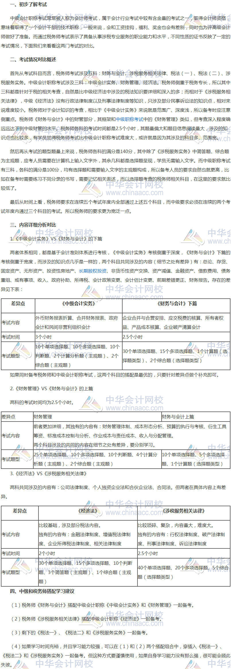 稅務師考試與中級會計職稱考試的區(qū)別和聯(lián)系，如何搭配學習