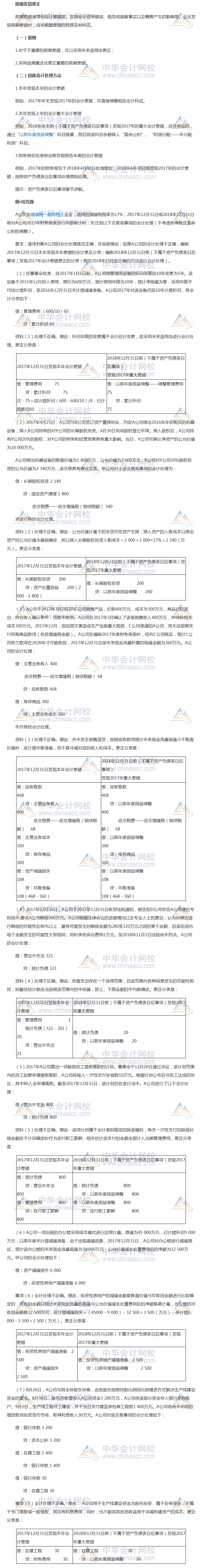 2018《中級(jí)會(huì)計(jì)實(shí)務(wù)》考前每日學(xué)習(xí)任務(wù)：前期差錯(cuò)更正