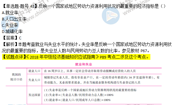 2018年經濟基礎知識試題及答案解析：就業(yè)與失業(yè)0243