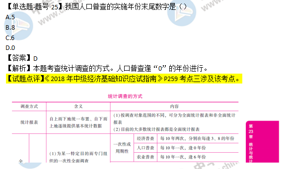 2018年經(jīng)濟(jì)基礎(chǔ)知識(shí)試題及答案解析：統(tǒng)計(jì)調(diào)查的方式0225