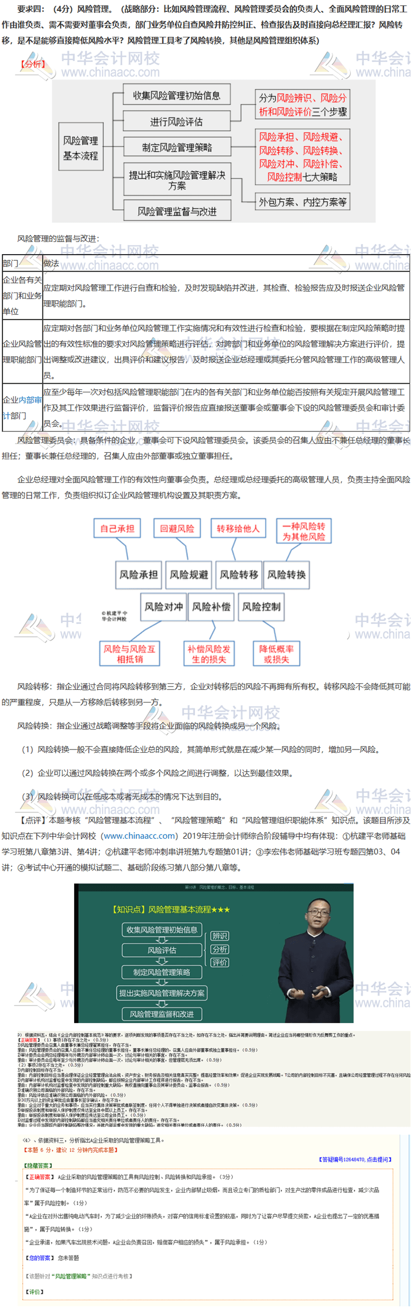 2019年注會職業(yè)能力綜合測試（二）試題涉及知識點(diǎn)