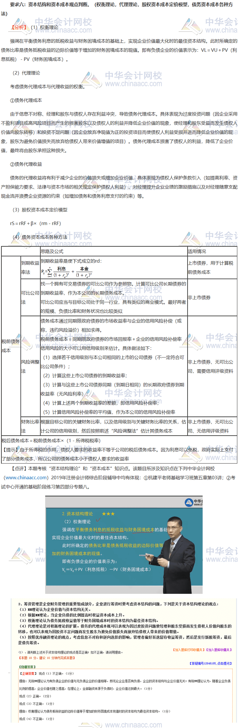 2019年注會(huì)職業(yè)能力綜合測(cè)試（二）試題涉及知識(shí)點(diǎn)