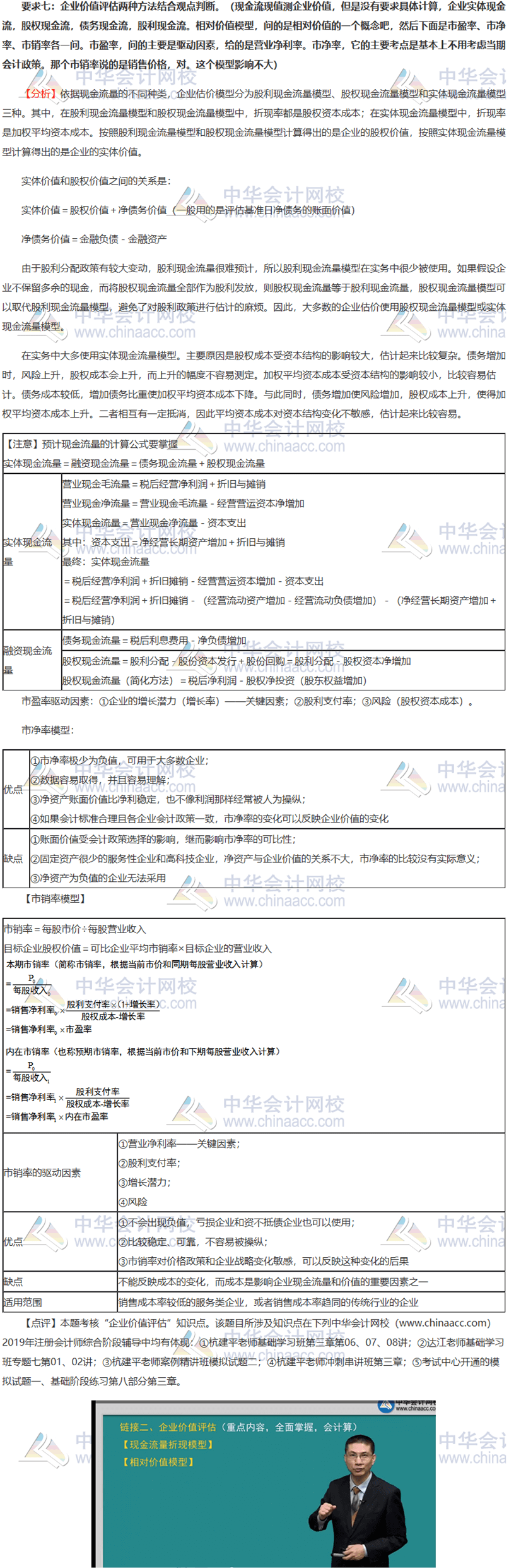 2019年注會職業(yè)能力綜合測試（二）試題涉及知識點(diǎn)