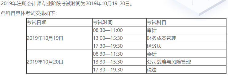 2020注會專業(yè)階段和綜合階段考試時(shí)間匯總