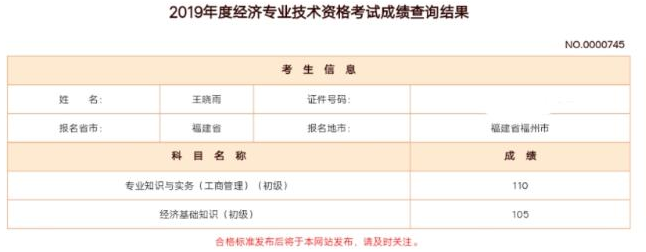 中級經(jīng)濟師工商管理考生成績8