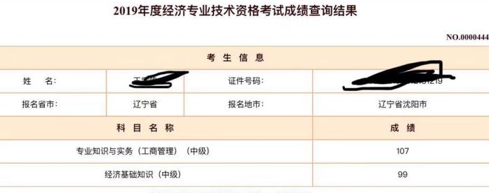 中級(jí)經(jīng)濟(jì)師成績