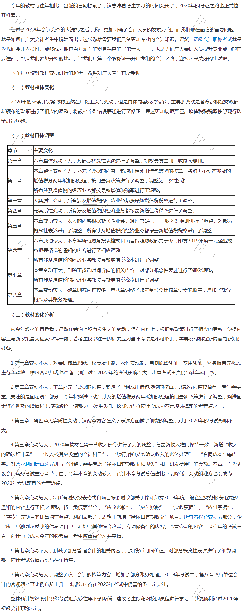 2020《初級會計實務(wù)》新舊教材變化對比