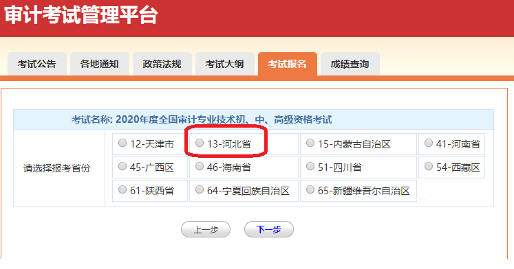 河北省2020年審計師考試報名流程圖