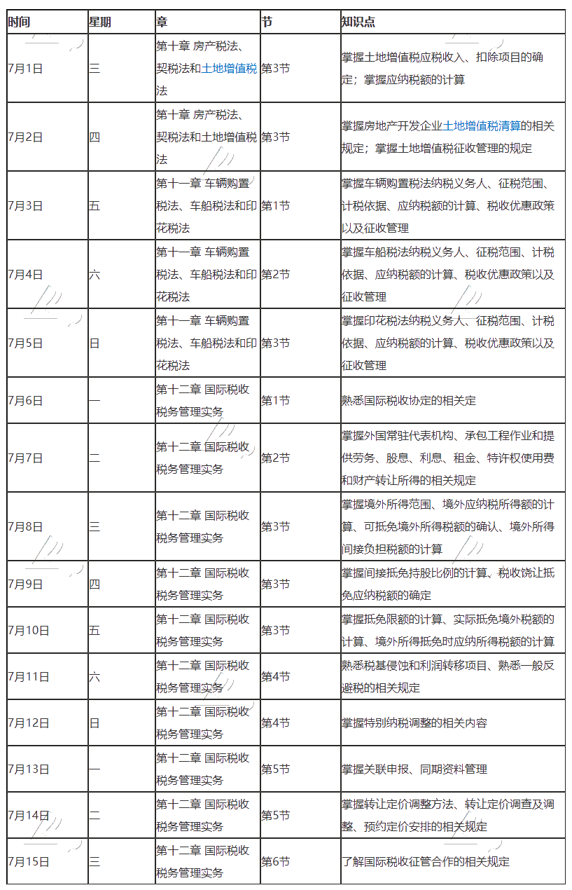 【建議收藏】2020年注冊會計師7月（上）學習日歷來啦！