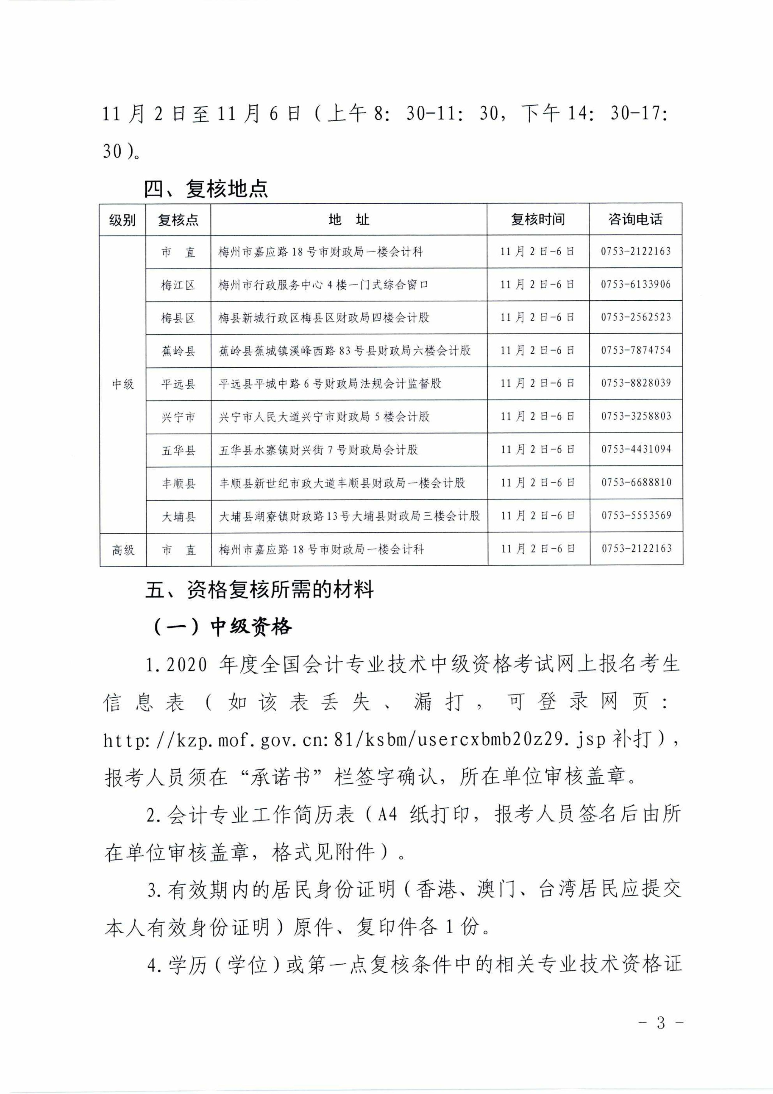 廣東梅州2020中級(jí)會(huì)計(jì)職稱考試考后資格審核通知