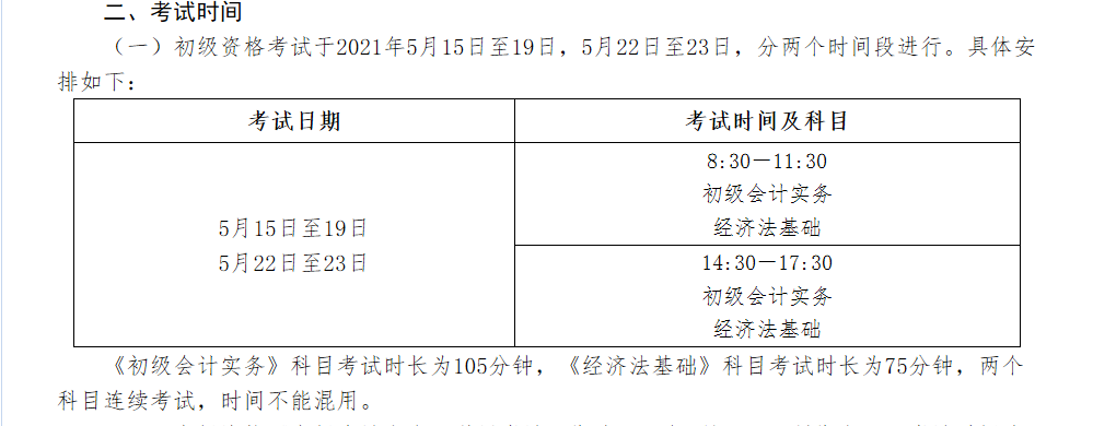 2021年初級(jí)會(huì)計(jì)考試時(shí)間安排已公布 建議收藏！