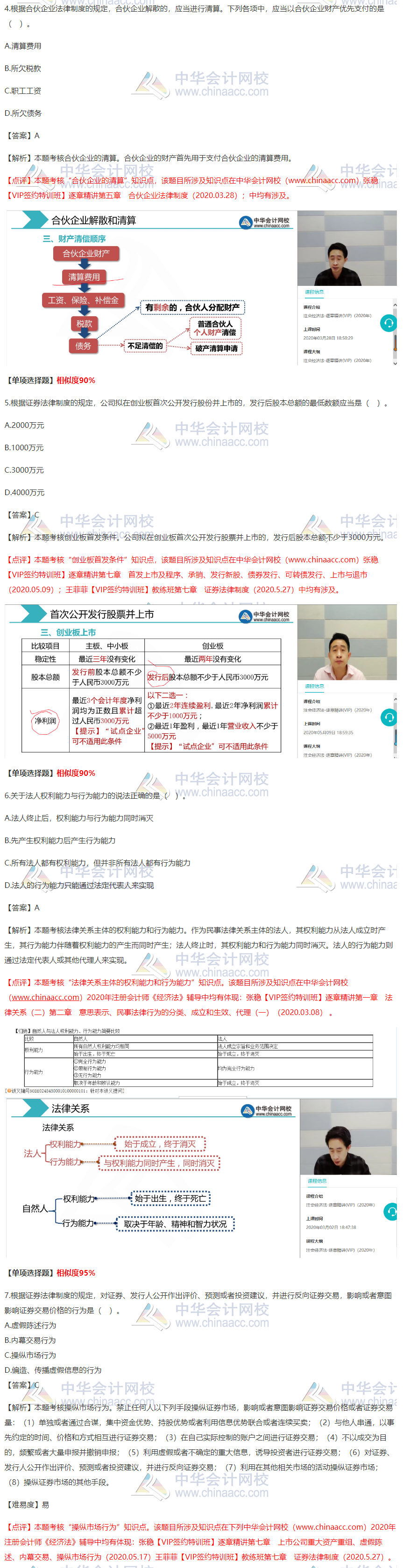 2020注會《經(jīng)濟法》VIP特訓(xùn)班考情分析（第二批A卷）