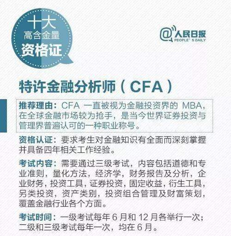 CFA——含著金鑰匙出生的證書(shū)