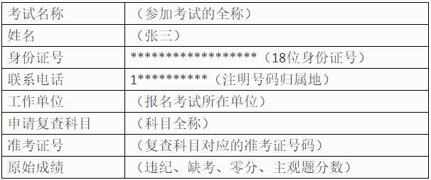 河南專業(yè)技術(shù)資格考試成績復(fù)查申請(qǐng)表