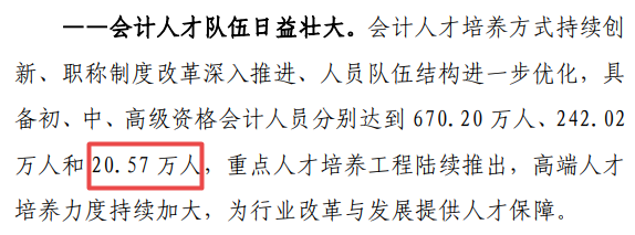 具備高級會計資格人員達到20.57萬人 超額完成“十三五”目標