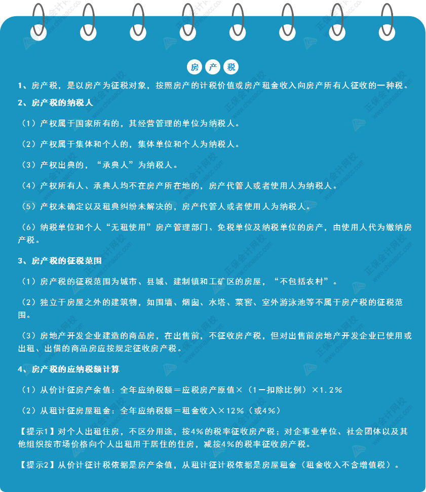 《經(jīng)濟(jì)法基礎(chǔ)》30天重要知識點打卡！第21天：房產(chǎn)稅