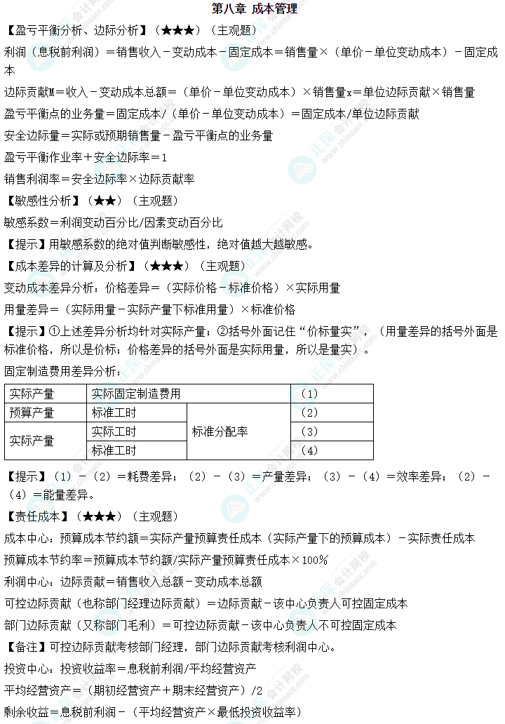 中級會計(jì)職稱《財(cái)務(wù)管理》必備公式