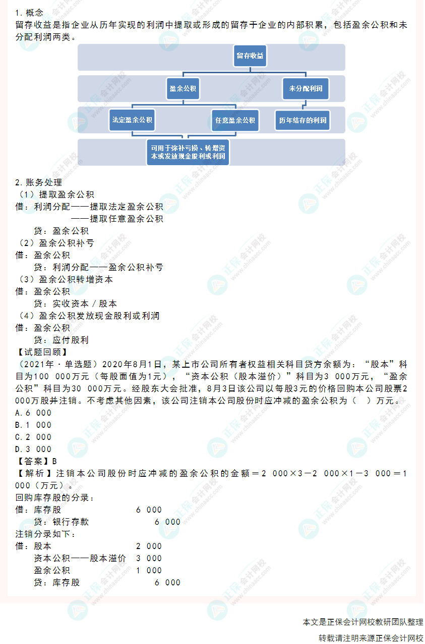 2022年《初級(jí)會(huì)計(jì)實(shí)務(wù)》高頻考點(diǎn)：留存收益