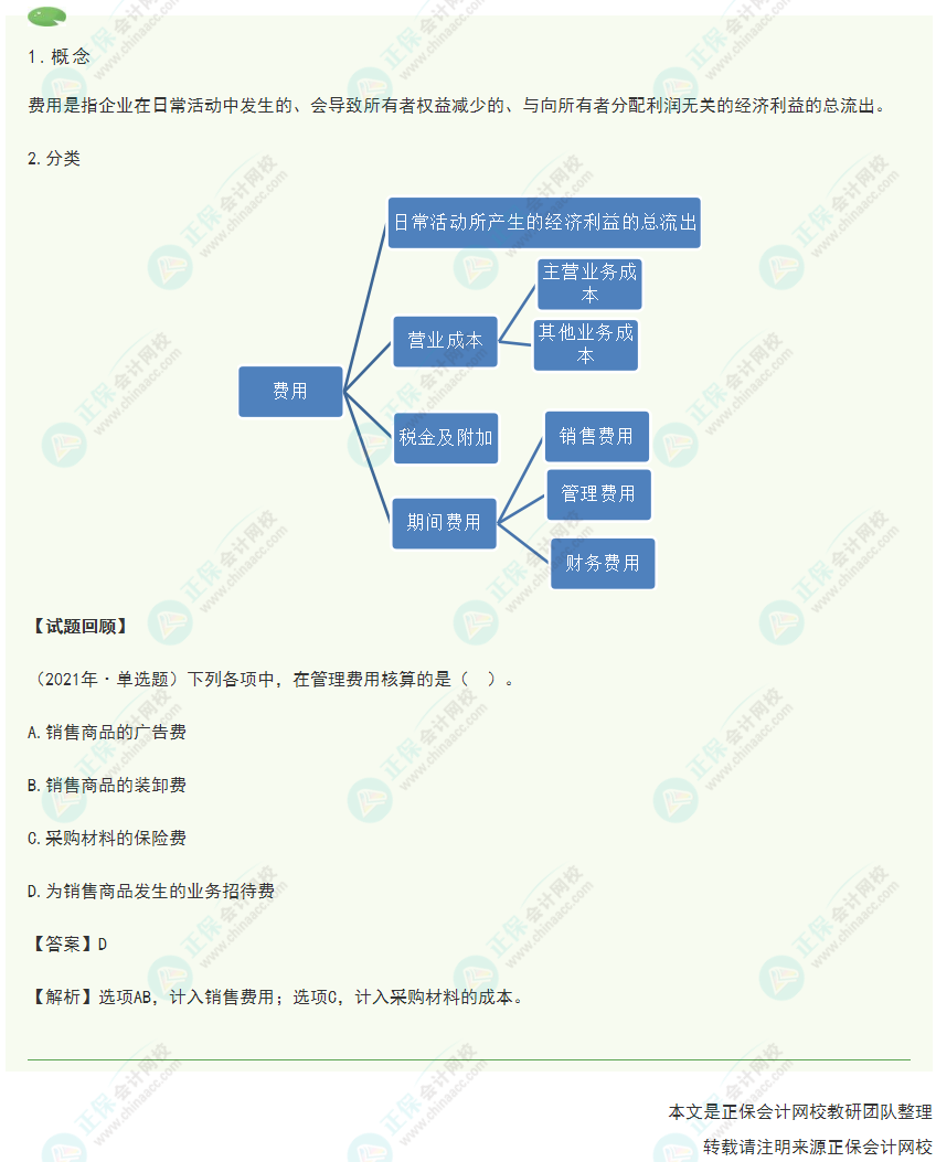 2022年《初級(jí)會(huì)計(jì)實(shí)務(wù)》高頻考點(diǎn)：費(fèi)用的內(nèi)容及其分類(lèi)