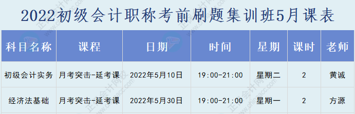 速看！2022初級(jí)會(huì)計(jì)職稱(chēng)考前刷題集訓(xùn)班課表已出爐！