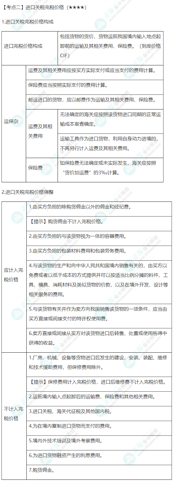 2022年注會(huì)《稅法》第七章高頻考點(diǎn)2：進(jìn)口關(guān)稅完稅價(jià)格