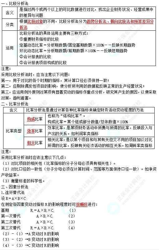 中級(jí)《財(cái)務(wù)管理》高頻考點(diǎn)：財(cái)務(wù)分析的方法