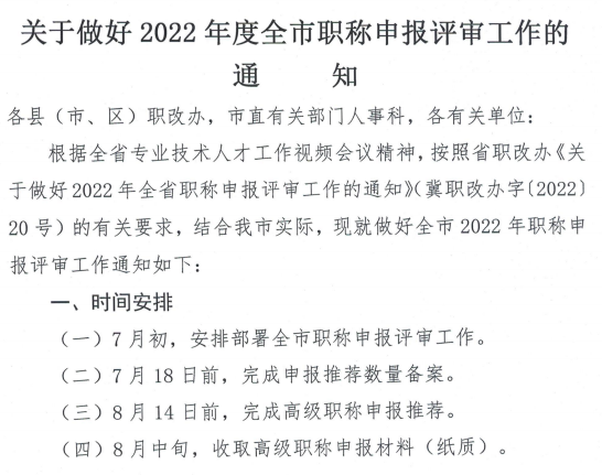 河北石家莊關(guān)于做好2022年職稱(chēng)申報(bào)評(píng)審的通知