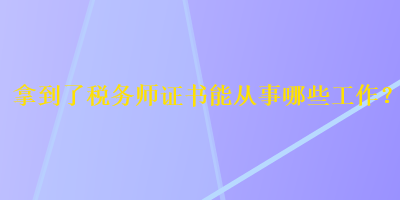 拿到了稅務(wù)師證書能從事哪些工作？