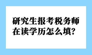 研究生報考稅務(wù)師 在讀學(xué)歷怎么填？