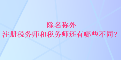 除名稱(chēng)外 注冊(cè)稅務(wù)師和稅務(wù)師還有哪些不同？