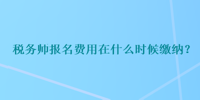 稅務(wù)師報名費用在什么時候繳納？