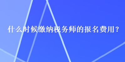 什么時候繳納稅務(wù)師的報名費用？