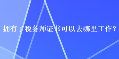 擁有了稅務(wù)師證書可以去哪里工作？