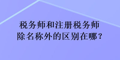 稅務(wù)師和注冊(cè)稅務(wù)師除名稱外的區(qū)別在哪？