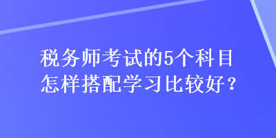 稅務師考試的5個科目怎樣搭配學習比較好？