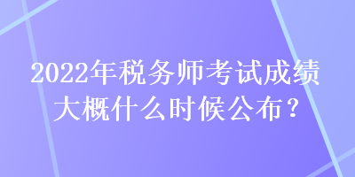 2022年稅務師考試成績大概什么時候公布？