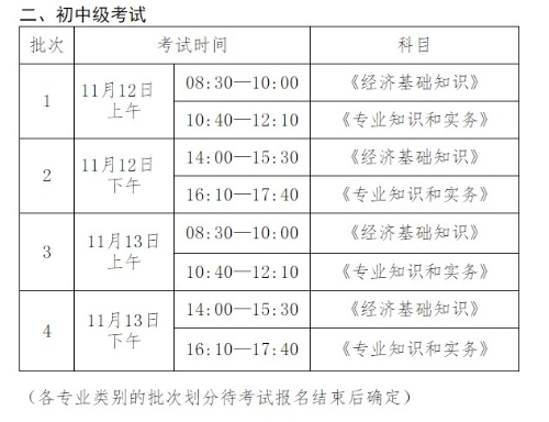 初中級經(jīng)濟(jì)師考試時間表